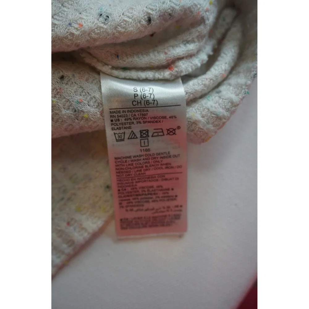 Old Navy Kids Cream Rainbow Confetti Waffle Knit Henley Top S 6-7